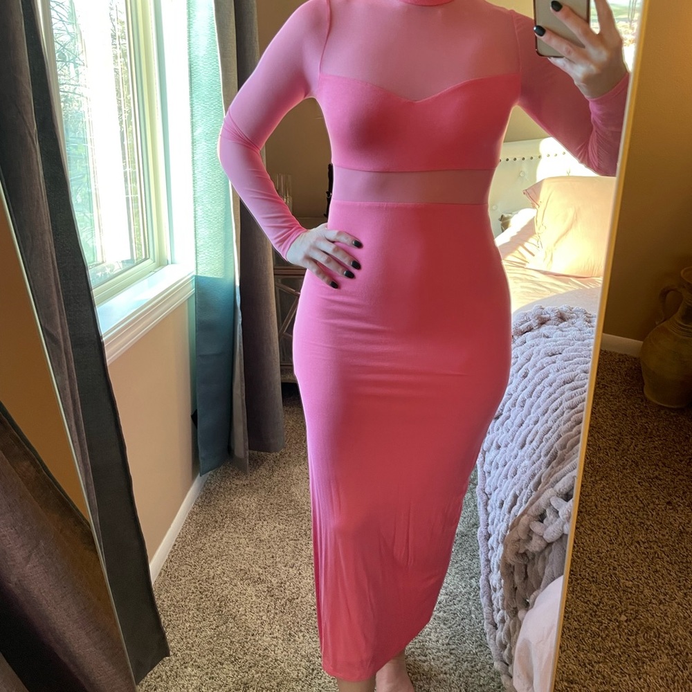 VICI bodycon sheer maxi dress